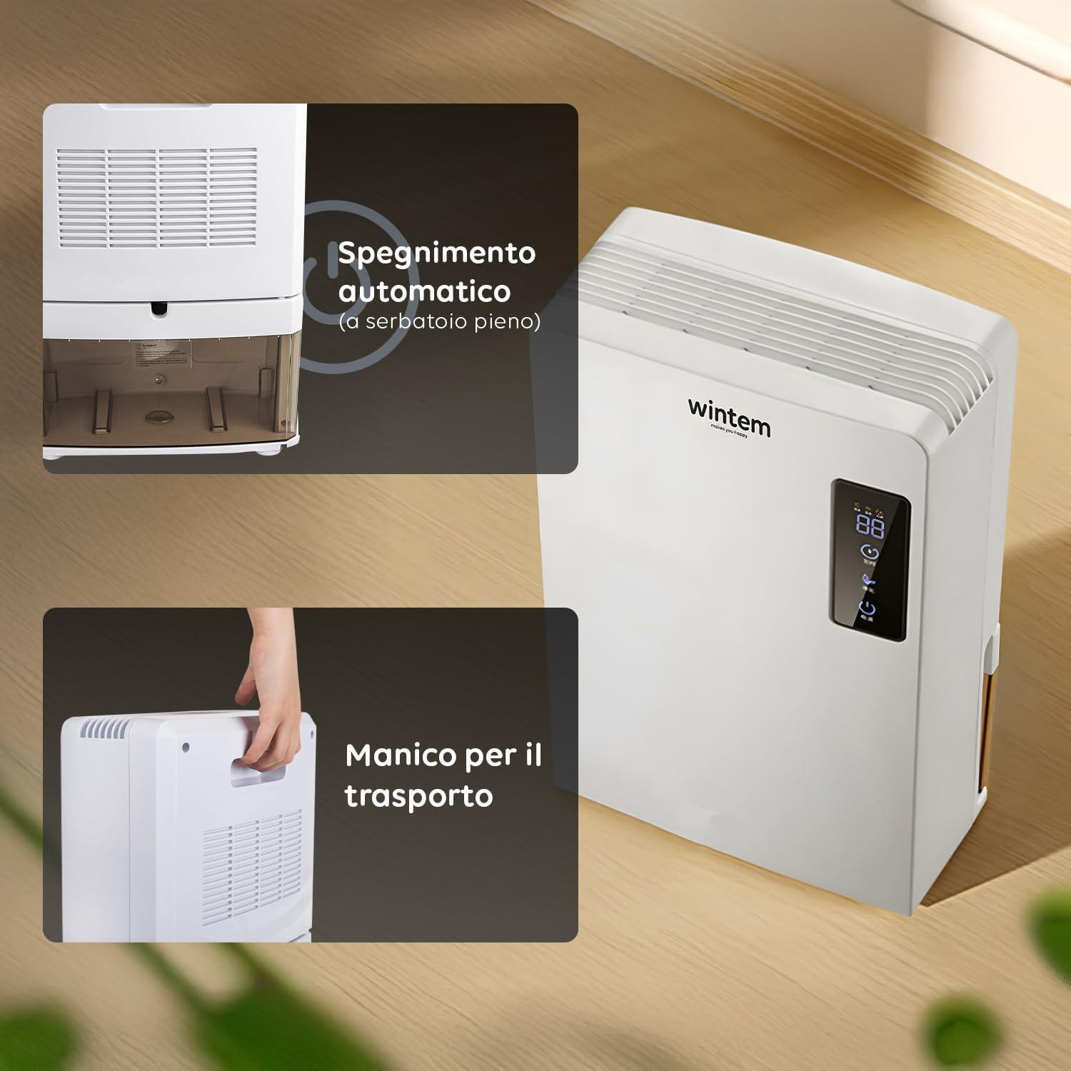 image:imageUranus Dshumidificateur Compact Portable avec fonction Humidificateur Dshumidification Intelligent 70 Watt Rservoir 2200 ml avec Systme dalarme