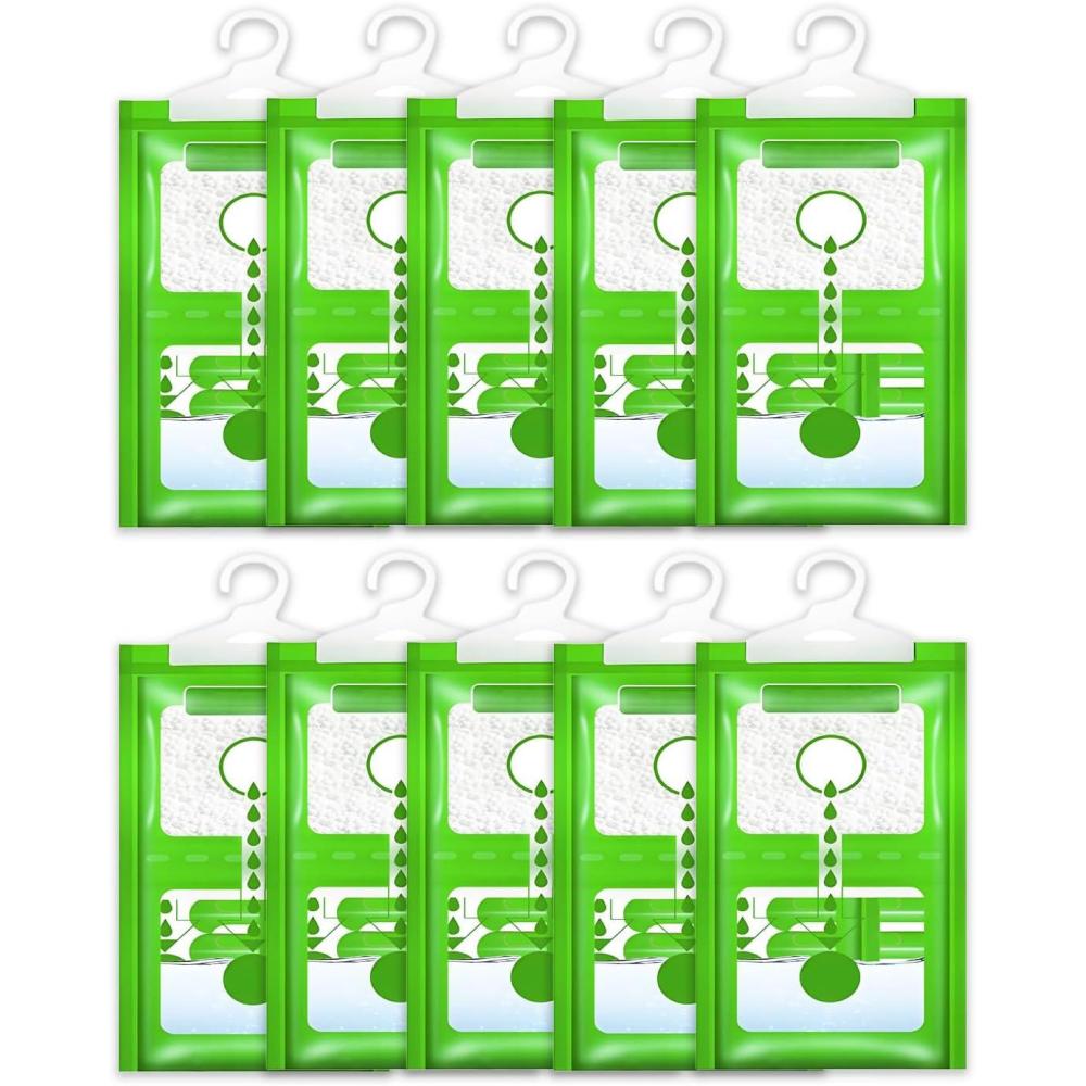 image:image10 Pcs sacs dshumidificateurs sacs dshumidificateurs suspendre absorbeurs dhumidit agents antihumidit pour armoires et placardsVert