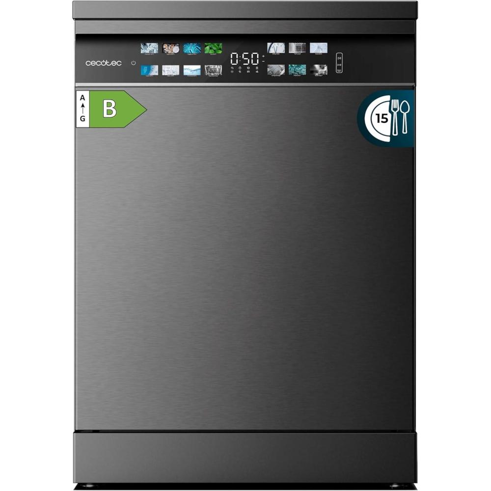 image:imageCecotec Lavevaisselle 60cm Bolero Aguazero 6700 Dark B Lavevaisselle fonc 15 couverts Classe B Moteur Inverter Plus O2 Dry Lavage Double Zone Plateau Ajustable Stockage Long et Turbo DryDark