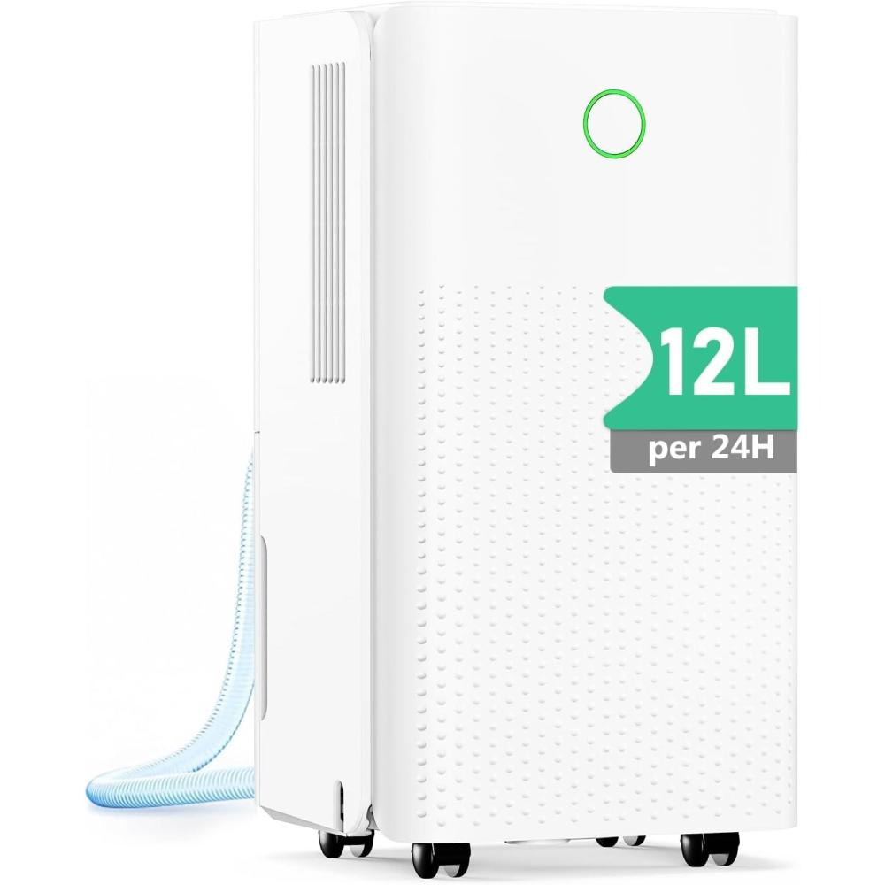 image:imageDeshumidificateur d Air 12LJour Dshumidificateur Electrique Silencieux avec Compresseur 3 Modes Drainage Continu Rservoir 22L Minuterie 24h Contre lHumidit pour MaisonAppartementCave12LJour