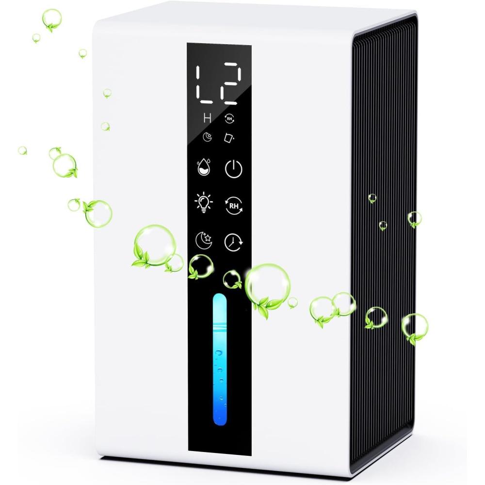 image:imageDeshumidificateur d air 1800ML Dshumidificateur d air Electrique 48W avec 48H de Minuterie 7 Lumires de Couleur Dgivrage Automatique Arrt Automatique Portable pour la Maison Bain Chambre1800ML48W