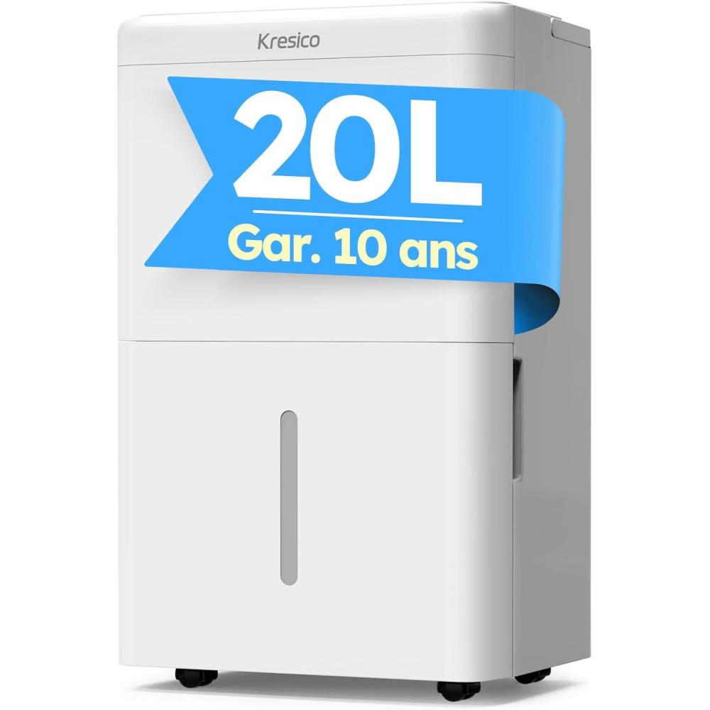 image:imageDshumidificateur dair 12LJ Deshumidificateur d air anti moisissure Deshumidificateur d air electrique 122m25m Pour salle de bain et cave Silencieux Minuterie 24h Gar 10 ans20L24h