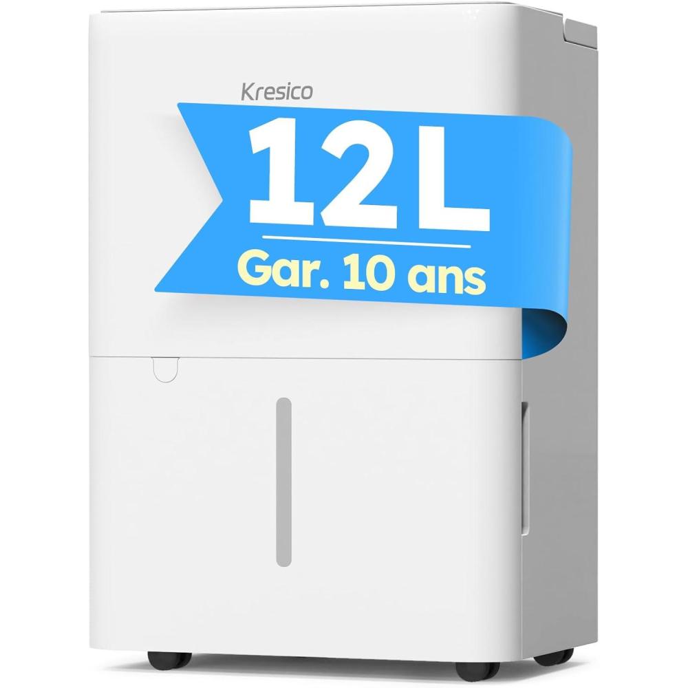 image:imageDshumidificateur dair 12LJ Deshumidificateur d air anti moisissure Deshumidificateur d air electrique 122m25m Pour salle de bain et cave Silencieux Minuterie 24h Gar 10 ans12L24h