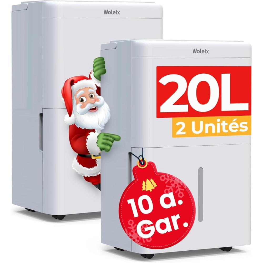 image:imageDshumidificateur dair 20L Deshumidificateur d air Anti Moisissure Deshumidificateur d air electrique 50m150m Drainage Continu avec pour Salles de Bain 10 a Gar220Lpar jour