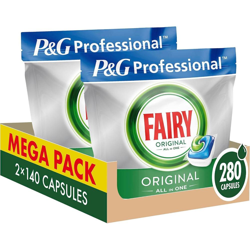 image:imageFairy Professional Tablettes Lavevaisselle All In One 280 Capsules 2 x 140 Classique Efficaces Mme Sur La Graisse Incruste Protge le Verre Et LArgent Pour Une Brillance clatanteREGULIER