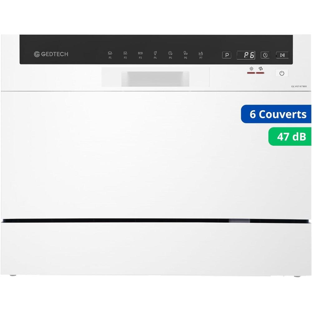 image:imageGEDTECH Lave vaisselle Table Top GLV6T47WH 6 couverts 47 dB Dpart diffr