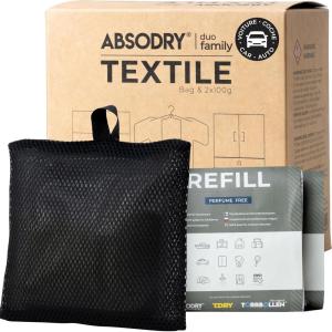 AbsoDry Duo Family – Déshumidificateur d&rsquo;air anti moisissure non électrique – Absorbeur d&rsquo;humidité – Pour une meilleure qualité de l&rsquo;air – Anti humidité maison, salle de bain, chambre – Gris foncé(Textile)