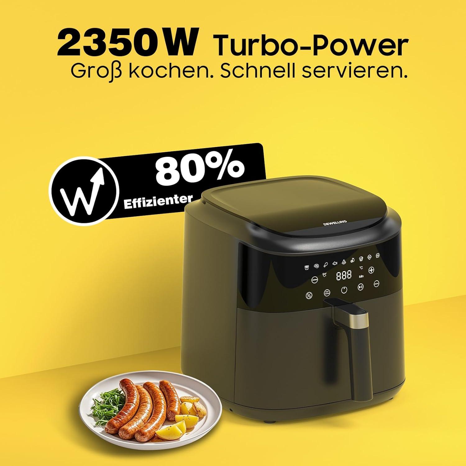 image:imageAir Fryer XXL 9L 2350W Friteuse air pour une cuisson rapide 9 programmes cran LED et fonction maintien au chaud friteuse sans huile moderne pour repas familiaux