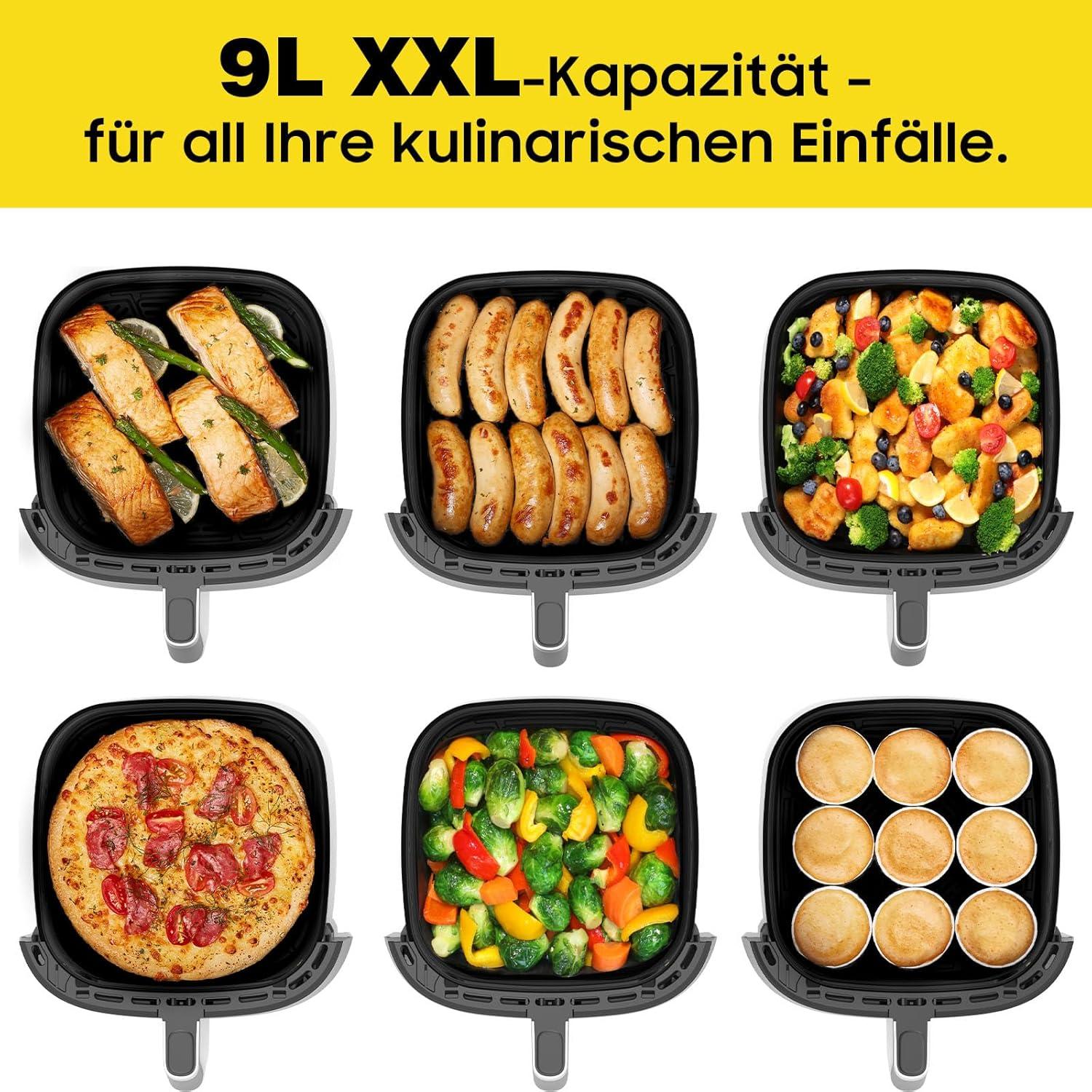 image:imageAir Fryer XXL 9L 2350W Friteuse air pour une cuisson rapide 9 programmes cran LED et fonction maintien au chaud friteuse sans huile moderne pour repas familiaux