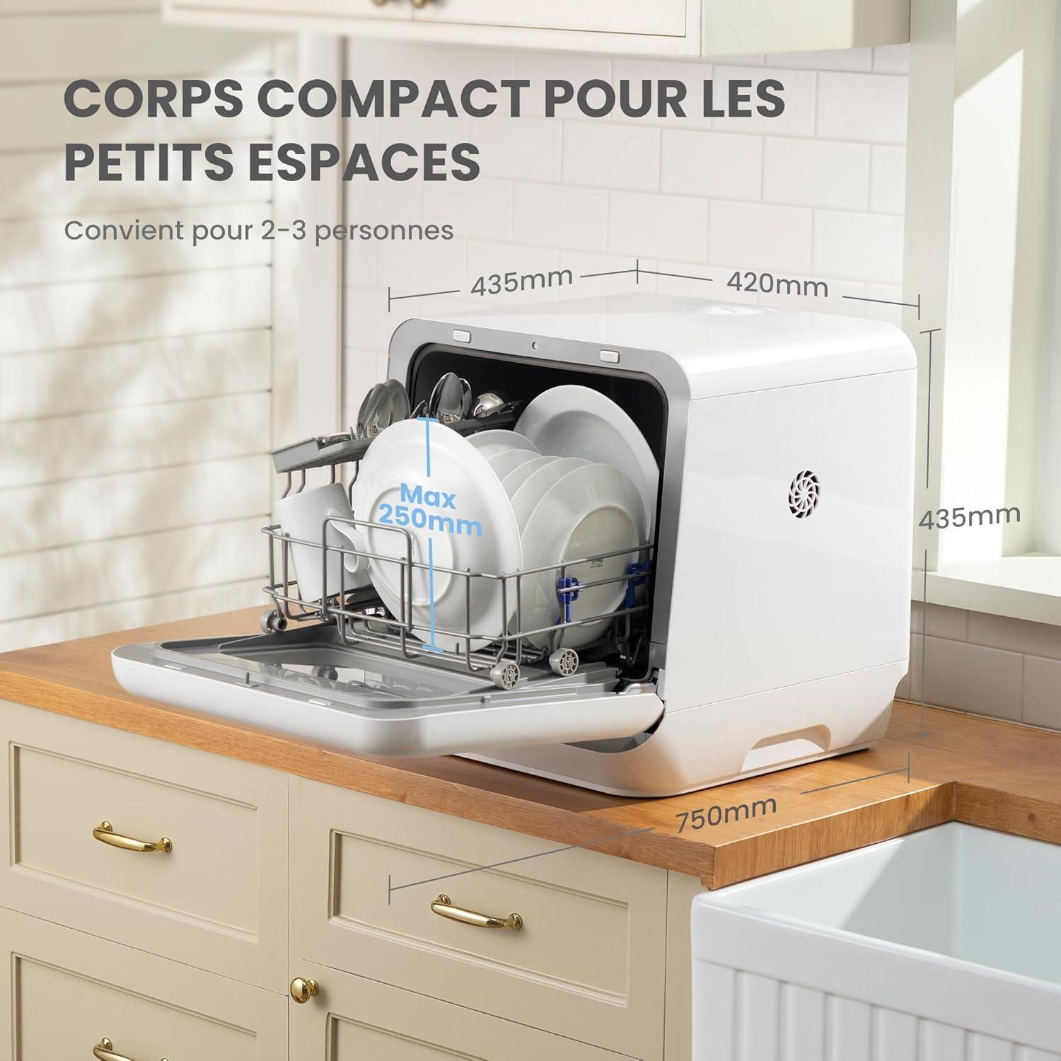 image:imageCOMFEE Lavevaisselle de comptoir mini lavevaisselle de table avec 6 programmes lavage la vapeurSoins pour bb et lavage des fruits sans plomberie dmarrage diffr 72Heures stockage blanc