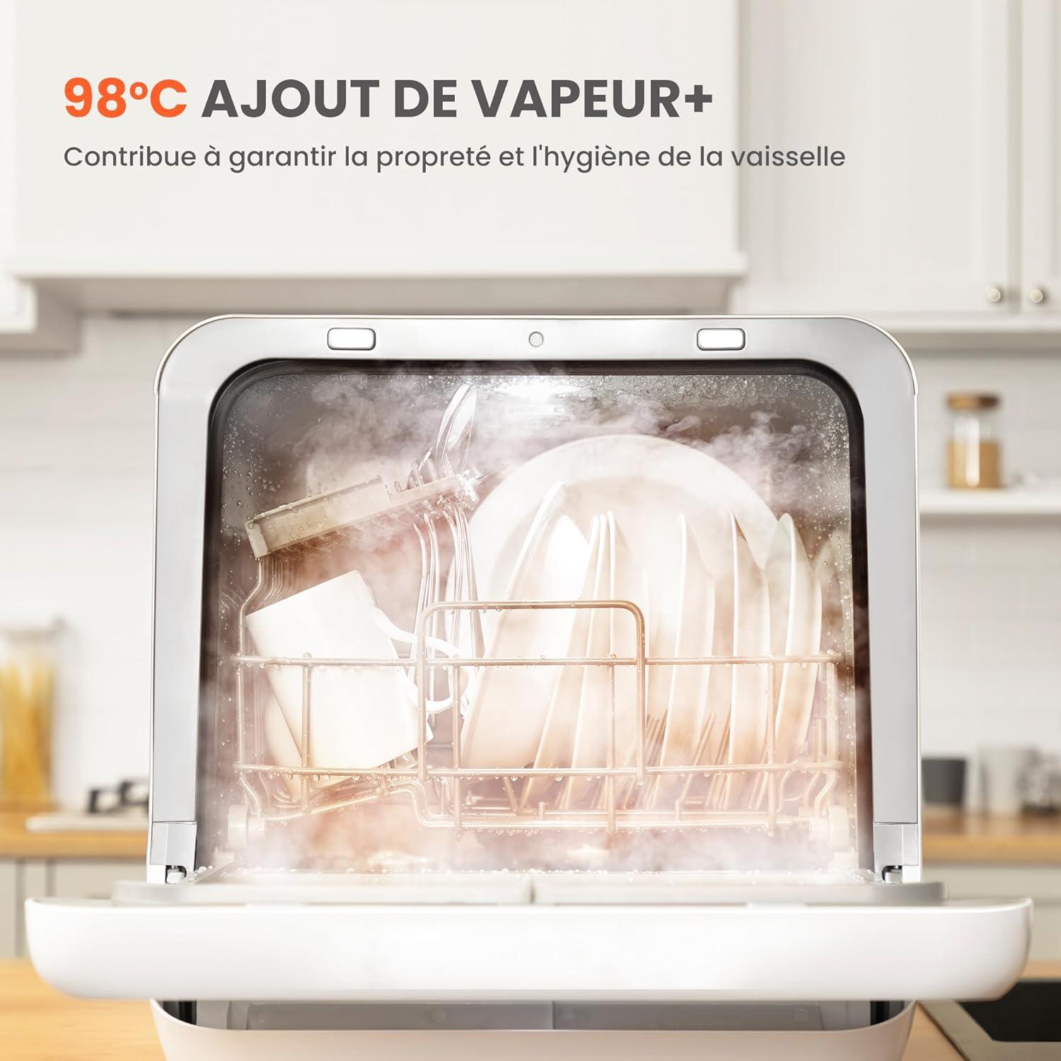 image:imageCOMFEE Lavevaisselle de comptoir mini lavevaisselle de table avec 6 programmes lavage la vapeurSoins pour bb et lavage des fruits sans plomberie dmarrage diffr 72Heures stockage blanc