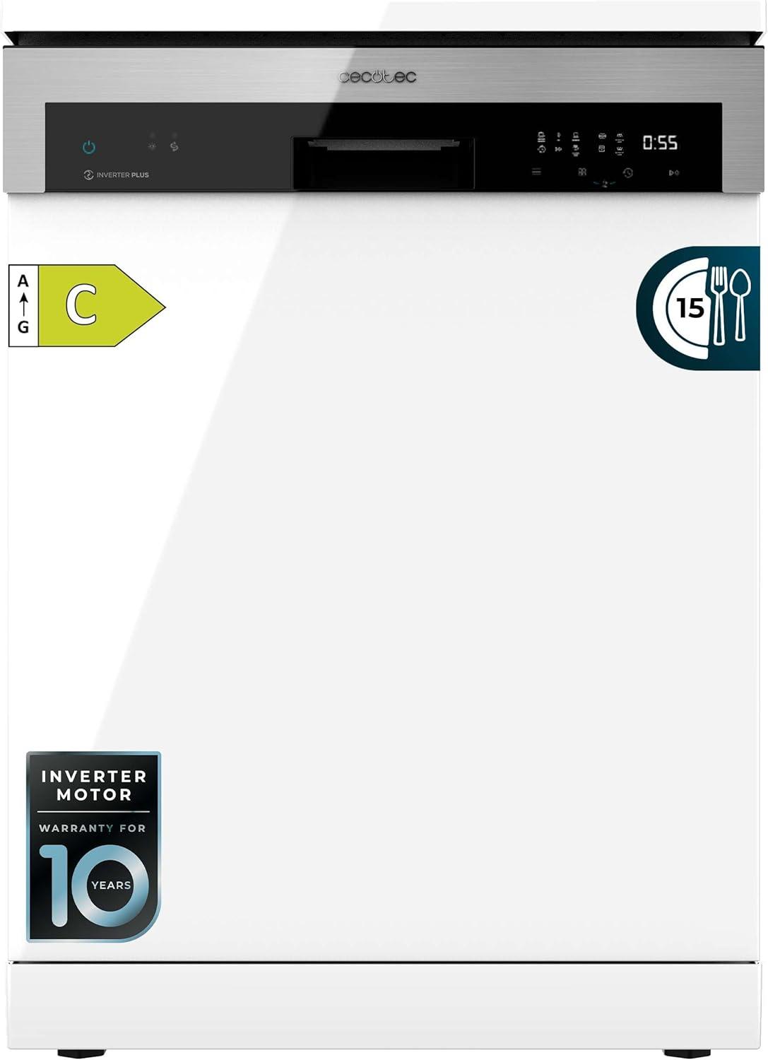 image:imageCecotec Lavevaisselle 60 cm Indpendant Bolero Aguazero 6500 Dark C 15 Couverts 3e Plateau 6 Programmes avec Dual Zone Wash Dry Ouverture Auto Demicharge Dpart Diffr Moteur Inverter PlusBlanc