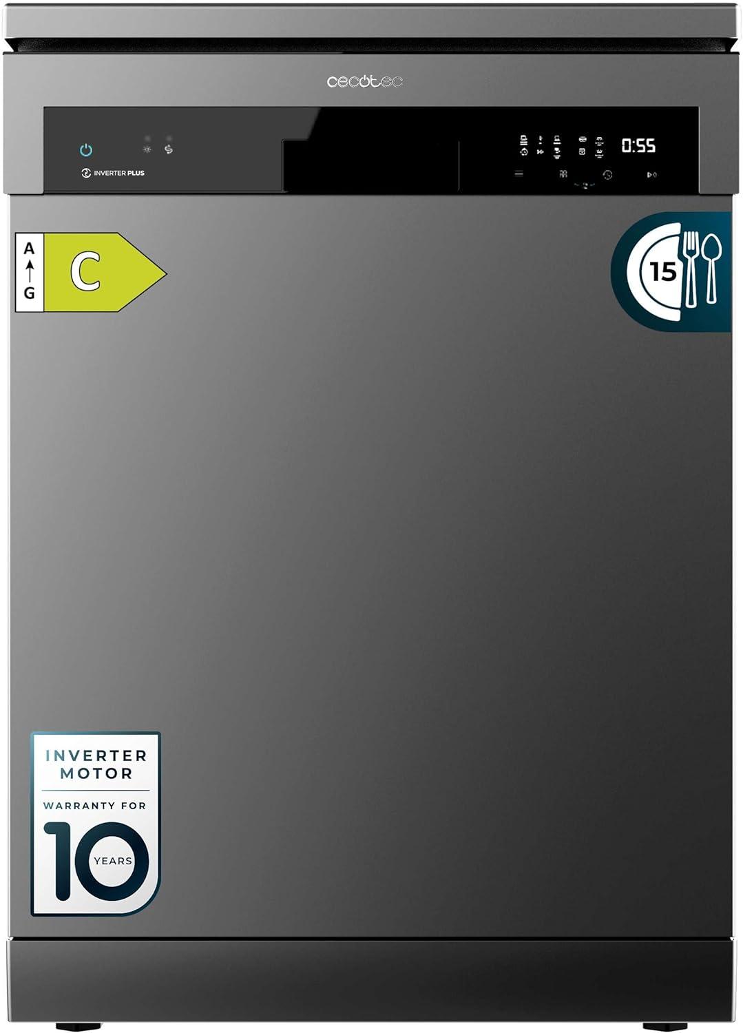 image:imageCecotec Lavevaisselle 60 cm Indpendant Bolero Aguazero 6500 Dark C 15 Couverts 3e Plateau 6 Programmes avec Dual Zone Wash Dry Ouverture Auto Demicharge Dpart Diffr Moteur Inverter PlusDark Inox