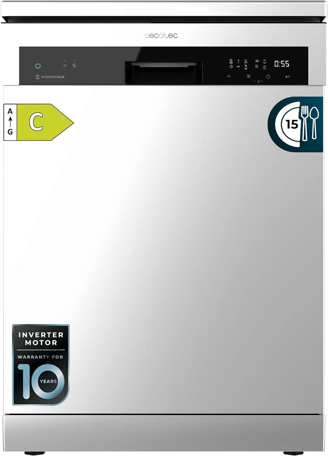 image:imageCecotec Lavevaisselle 60 cm Indpendant Bolero Aguazero 6500 Dark C 15 Couverts 3e Plateau 6 Programmes avec Dual Zone Wash Dry Ouverture Auto Demicharge Dpart Diffr Moteur Inverter PlusInox