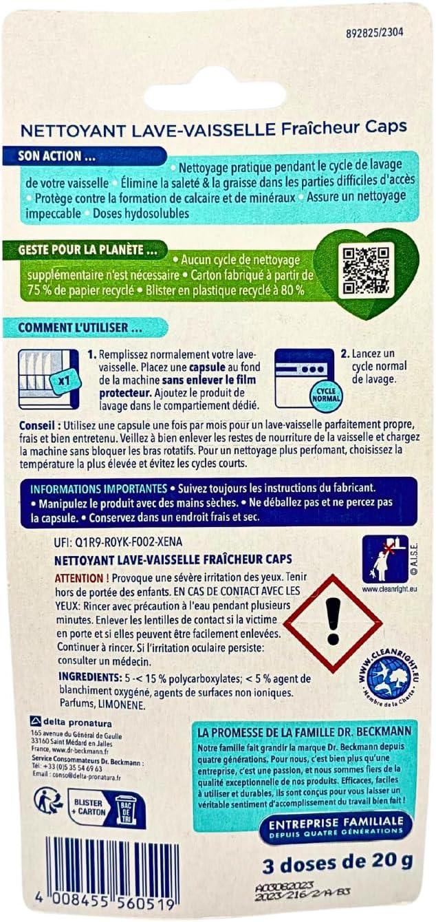 image:imageDr Beckmann Nettoyant LaveVaisselle Fracheur 3 doses de 20g CitronNettoyant LaveVaisselle Caps
