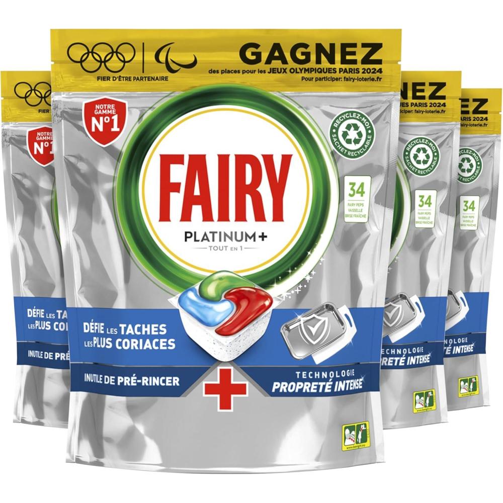image:imageFairy Platinum Plus Tablettes LaveVaisselle All In One Brise Frache Aux Herbes 24 Capsules Nettoyage Optimal Pour Une Vaisselle Propre Comme Neuve Redonne De Lclat Et Prvient Le Calcaire