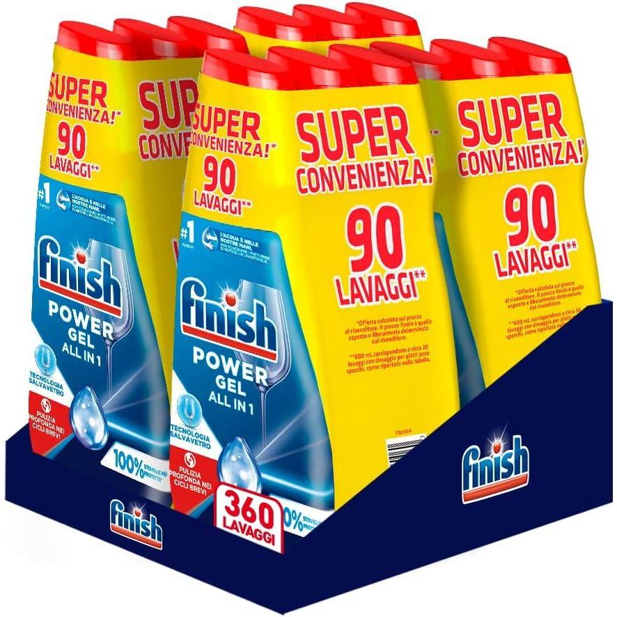 image:imageFinish Powergel Nettoyant pour lavevaisselle liquide multiactions pouvoirs dgraissants frais 120 lavages 4 paquets de 30 lavagesLavande