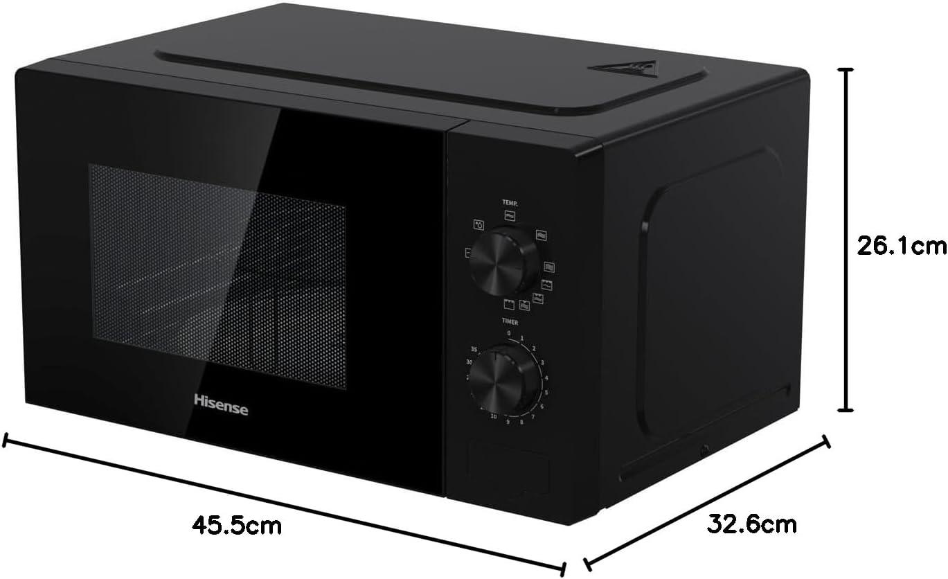 image:imageHisense H20MOBP1G Microondes avec gril capacit 20 L 700 W de puissance 900 W avec grill 5 niveaux minuterie 30 min mode dconglation tireur finition noire