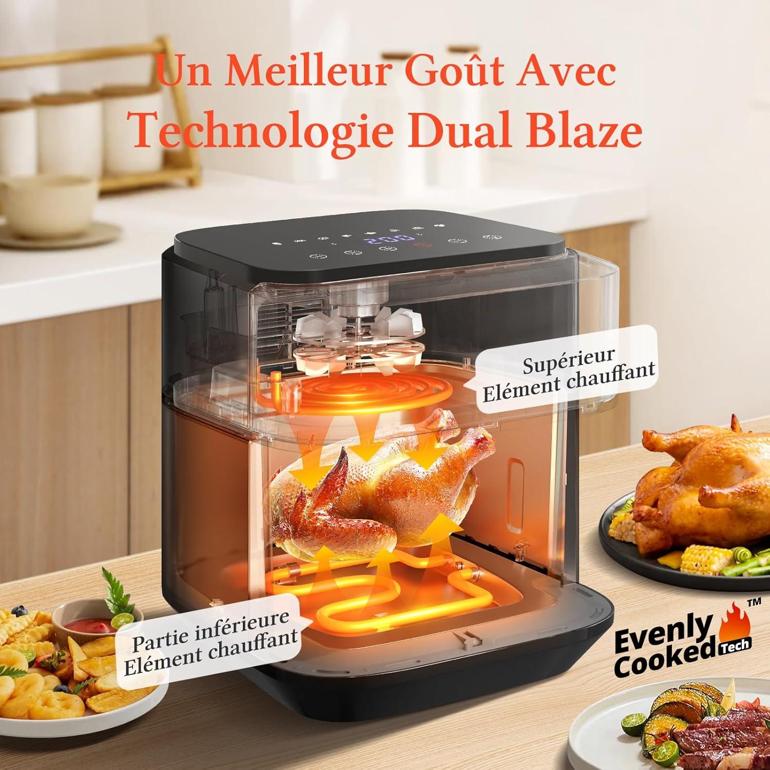 image:imageTaylor Swoden Friteuse sans Huile 1800W Air Fryer de 65 L avec Double Rsistance Multifonction 8en1 Rapide cran tactile digital visualisation Airfryer XXL Noire