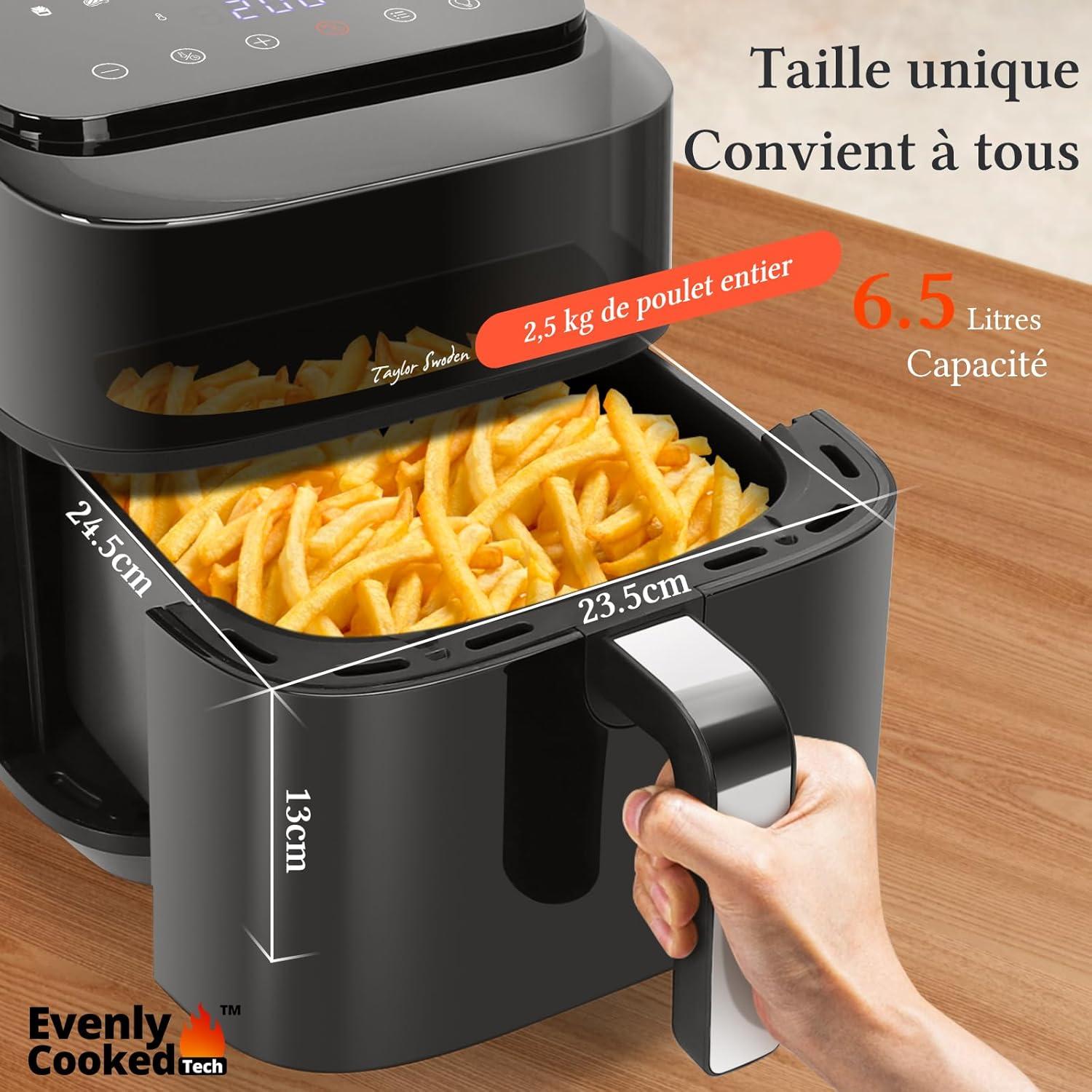 image:imageTaylor Swoden Friteuse sans Huile 1800W Air Fryer de 65 L avec Double Rsistance Multifonction 8en1 Rapide cran tactile digital visualisation Airfryer XXL Noire
