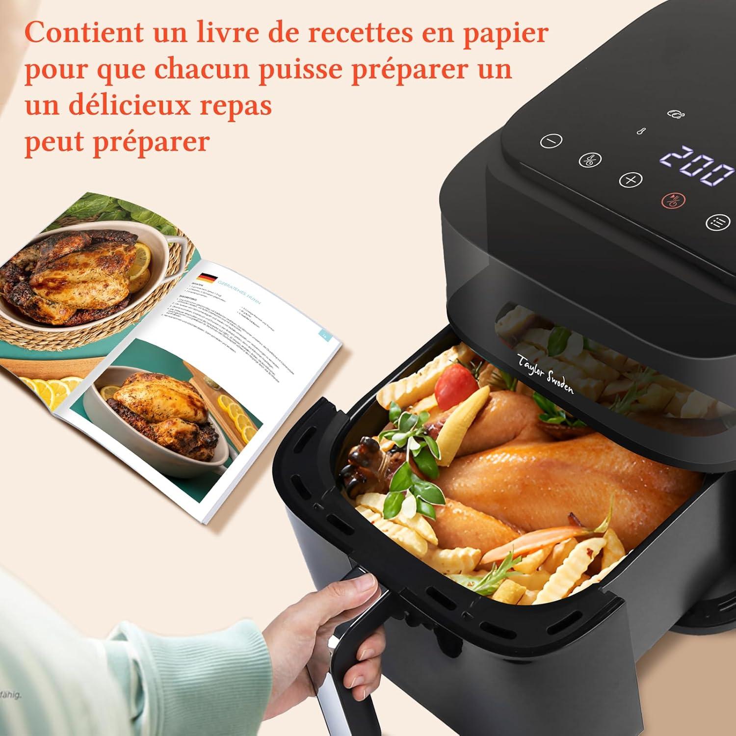 image:imageTaylor Swoden Friteuse sans Huile 1800W Air Fryer de 65 L avec Double Rsistance Multifonction 8en1 Rapide cran tactile digital visualisation Airfryer XXL Noire