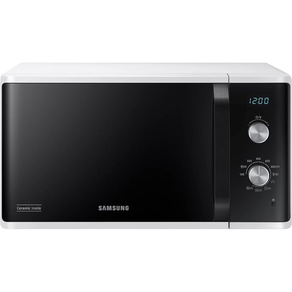 image:imageSamsung Four microondes Grill libre installation Dual Dial MG23K3614AWET Cuisson croustillante AutoDefrost Microondes Grill 800W 1100W 23L 49L x 275H x 39P Blanc