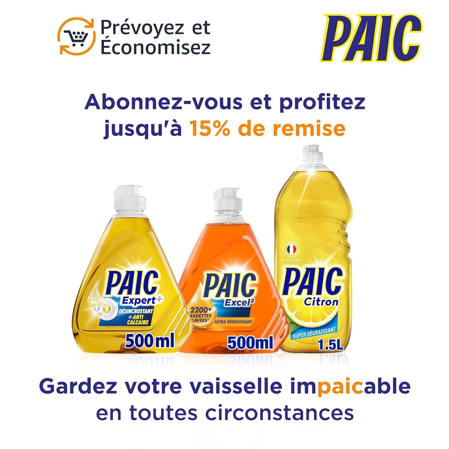 image:imagePAIC Liquide Vaisselle Fracheur Citron Vert Action Nettoyante Dgraissante et AntiOdeur Format conomique Bidon de 5LJaune