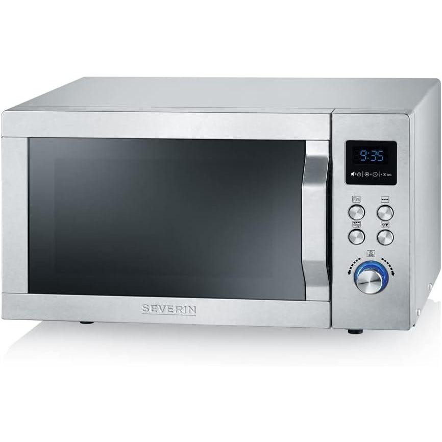 image:imageSEVERIN Microondes 2en1 jusqu 1 000 W Avec fonction gril Fond plat cramique Double hauteur de cuisson Fonction BeSilent MW7763Inox