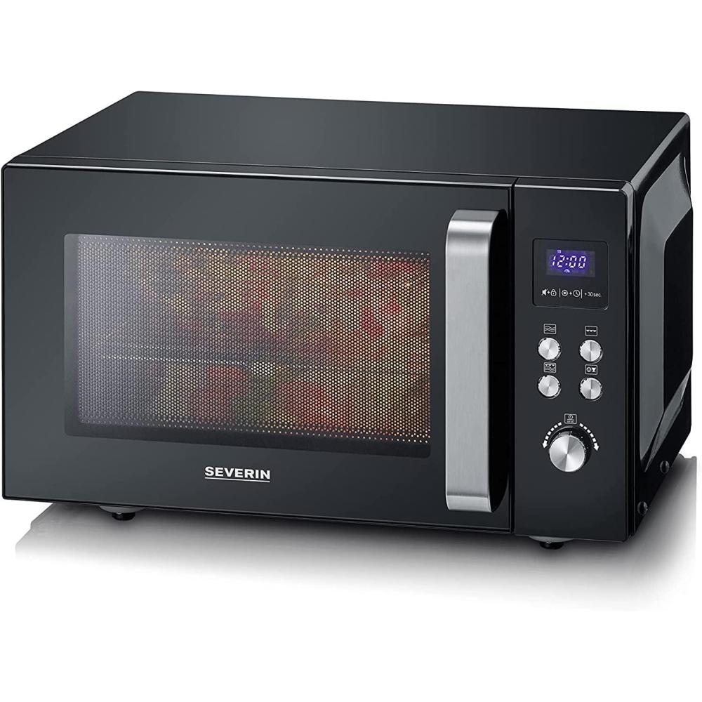 image:imageSEVERIN Microondes 2en1 jusqu 1 000 W Avec fonction gril Fond plat cramique Double hauteur de cuisson Fonction BeSilent MW7763Noir