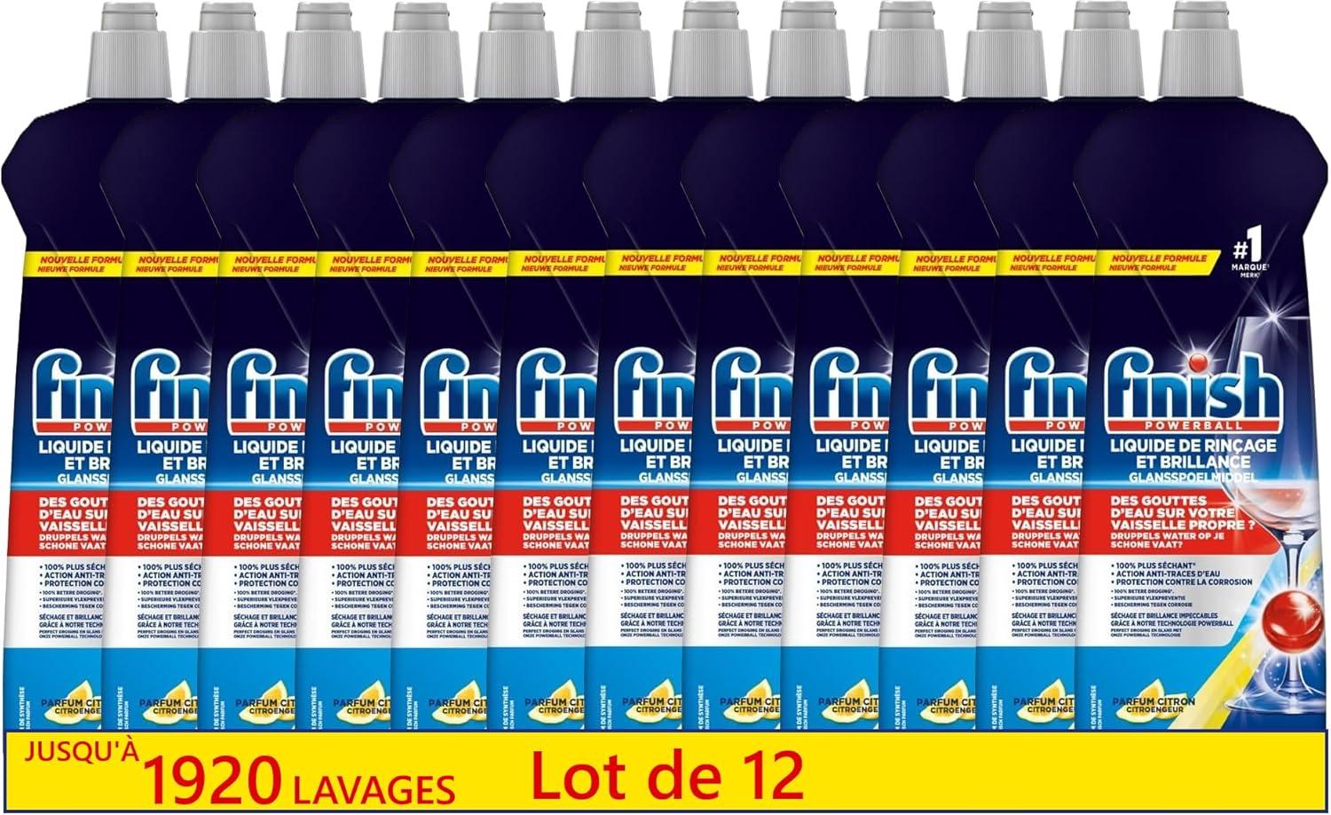 image:imageFinish Liquide de Rinage Brillance et Schage Produit LaveVaisselle Jusqu 480 lavages 2400ml en Lot de 3Citron