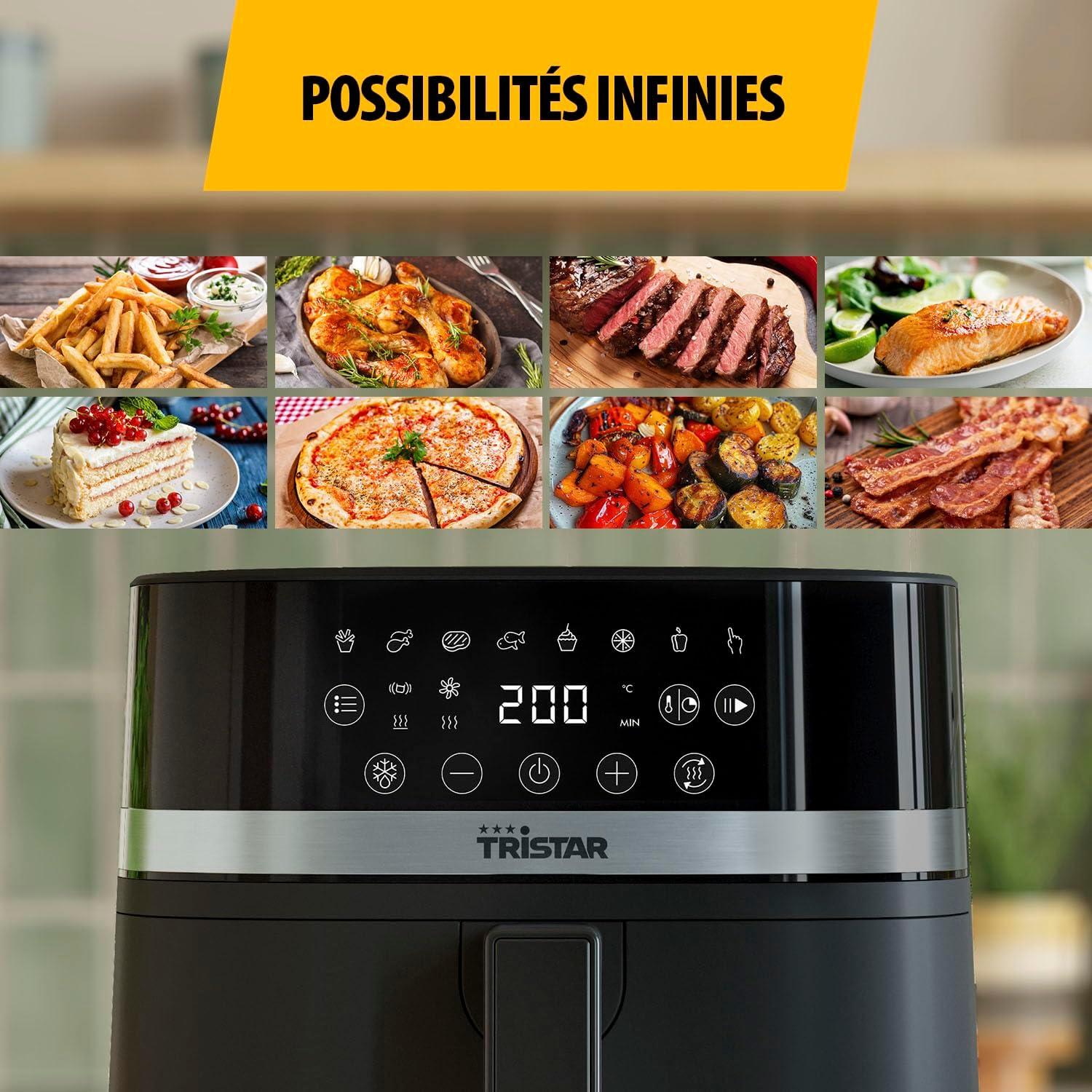 image:imageTristar Friteuse Air Numrique Capacit 6L 8 Programmes cran Tactile LED Prchauffage Rappel Agitation Revtement sans PFAS Arrt Auto Facile Nettoyer 1700W FR9416