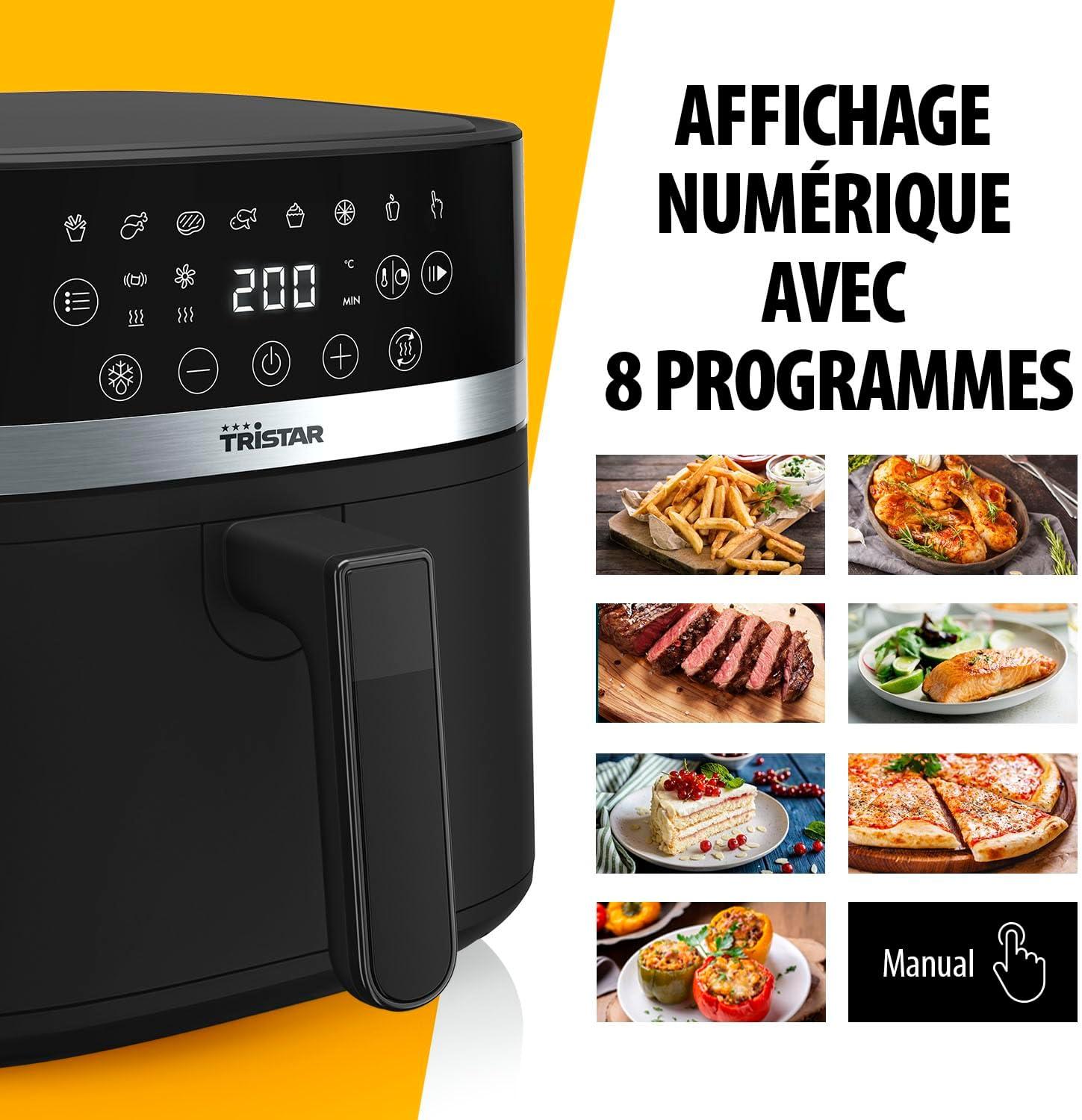 image:imageTristar Friteuse Air Numrique Capacit 6L 8 Programmes cran Tactile LED Prchauffage Rappel Agitation Revtement sans PFAS Arrt Auto Facile Nettoyer 1700W FR9416