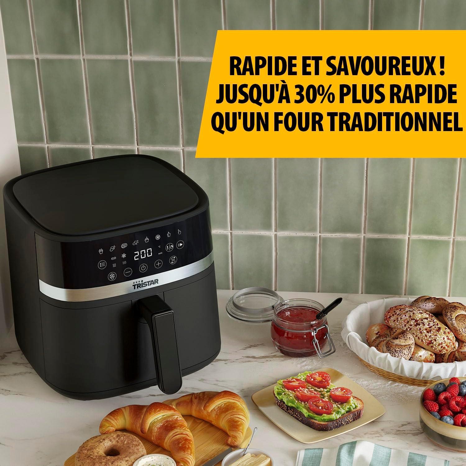 image:imageTristar Friteuse Air Numrique Capacit 6L 8 Programmes cran Tactile LED Prchauffage Rappel Agitation Revtement sans PFAS Arrt Auto Facile Nettoyer 1700W FR9416