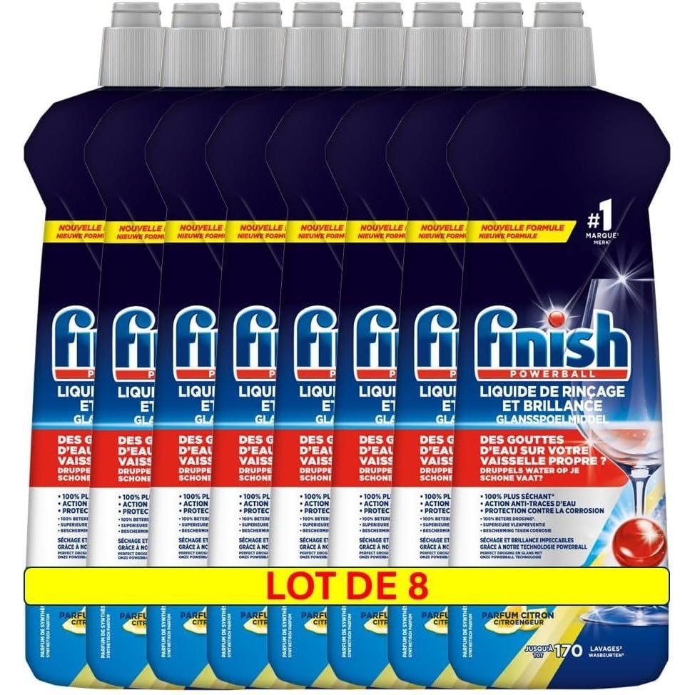 image:imageFinish Liquide de Rinage Brillance et Schage Produit LaveVaisselle Jusqu 480 lavages 2400ml en Lot de 3Citron
