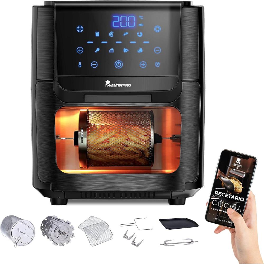 image:imageMasterPro Rocket 360 Friteuse sans huile Capacit de 36 L et puissance de 1500 Watt cran tactile LED et panier antiadhsif Friteuse air chaud Temprature rglable 80200C12L