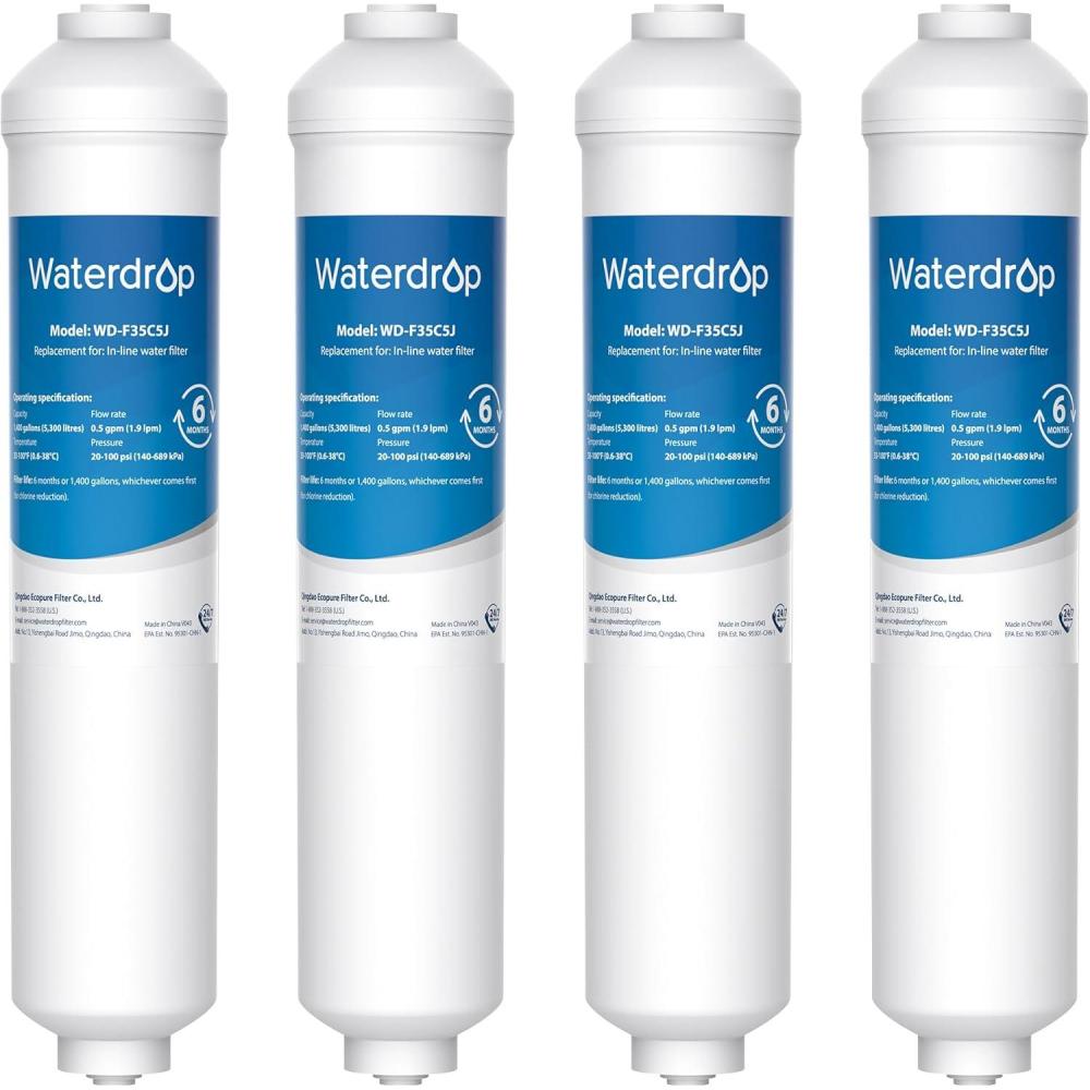 image:imageWaterdrop DA2910105J Remplacement pour Samsung Filtre Eau DA2910105J HAFEXEXP DA2010CB DA99 02131B LG Filtre Eau en Ligne 4 Pack4