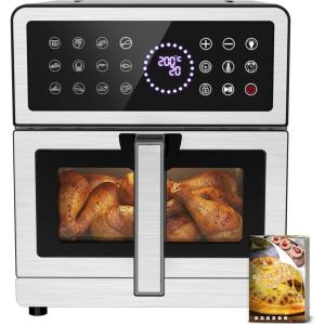 Air Fryer 8L XXL | Friteuse Sans Huile Haut/Bas Élément Chauffant, Airfryer Visuelle Lumière Intégrée 12 Programmes 2150W Corps Métallique, Friteuse à Air Chaud Avec Recette Max 200℃ Usage Familial(8 Litres(Noir))