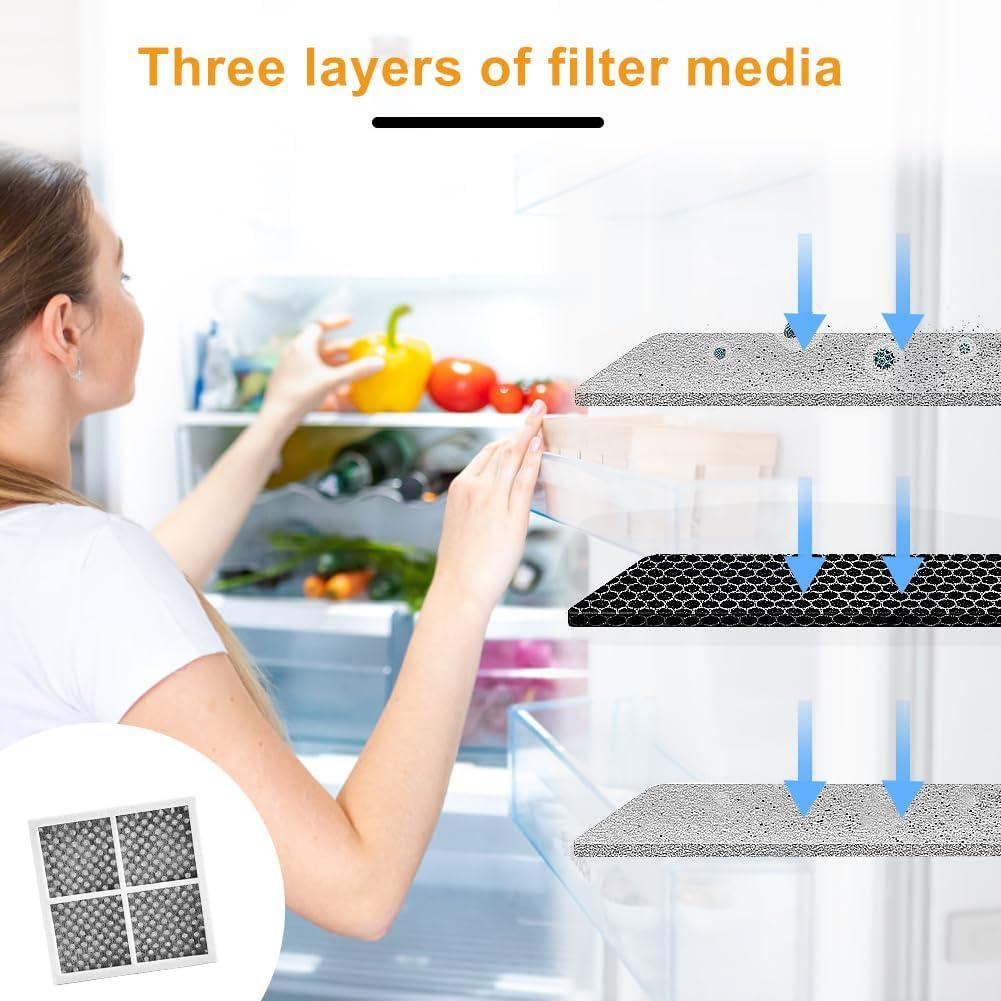 image:imageLG LT120F Lot de 4 filtres air pour rfrigrateur Filtre charbon actif de rechange Filtre air LG Pure Fresh pour ADQ73214405 ADQ73214404 ADQ73214408 LFX31925SW LFX31925SB