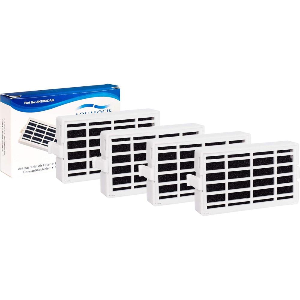 image:imageAqualogis Lot de 4 Filtre antibactrien pour rfrigrateur Whirlpool Traitement de lair Compatible avec Microban ANT001 ANT001 ANTFMIC 481248048172