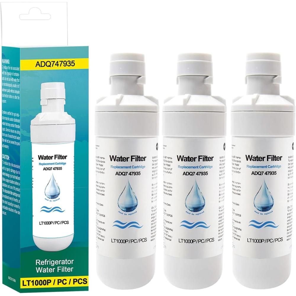 image:imageLot de 3 Filtre eau LT1000PC pour rfrigrateurADQ73334008 Filtre air frais compatible avec LT1000P LT1000PPCPCS Kenmore 469980 MDJ64844601 ADQ747935 ADQ74793504