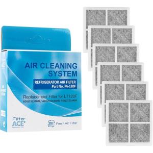 ACE+ FA-120F | Filtre à air réfrigérateur compatible avec LG Pure N Fresh ADQ73214404 ADQ73214405 ADQ73214408 LT120F Traitement de Pur Air frigo américain (lot de 2)(6)