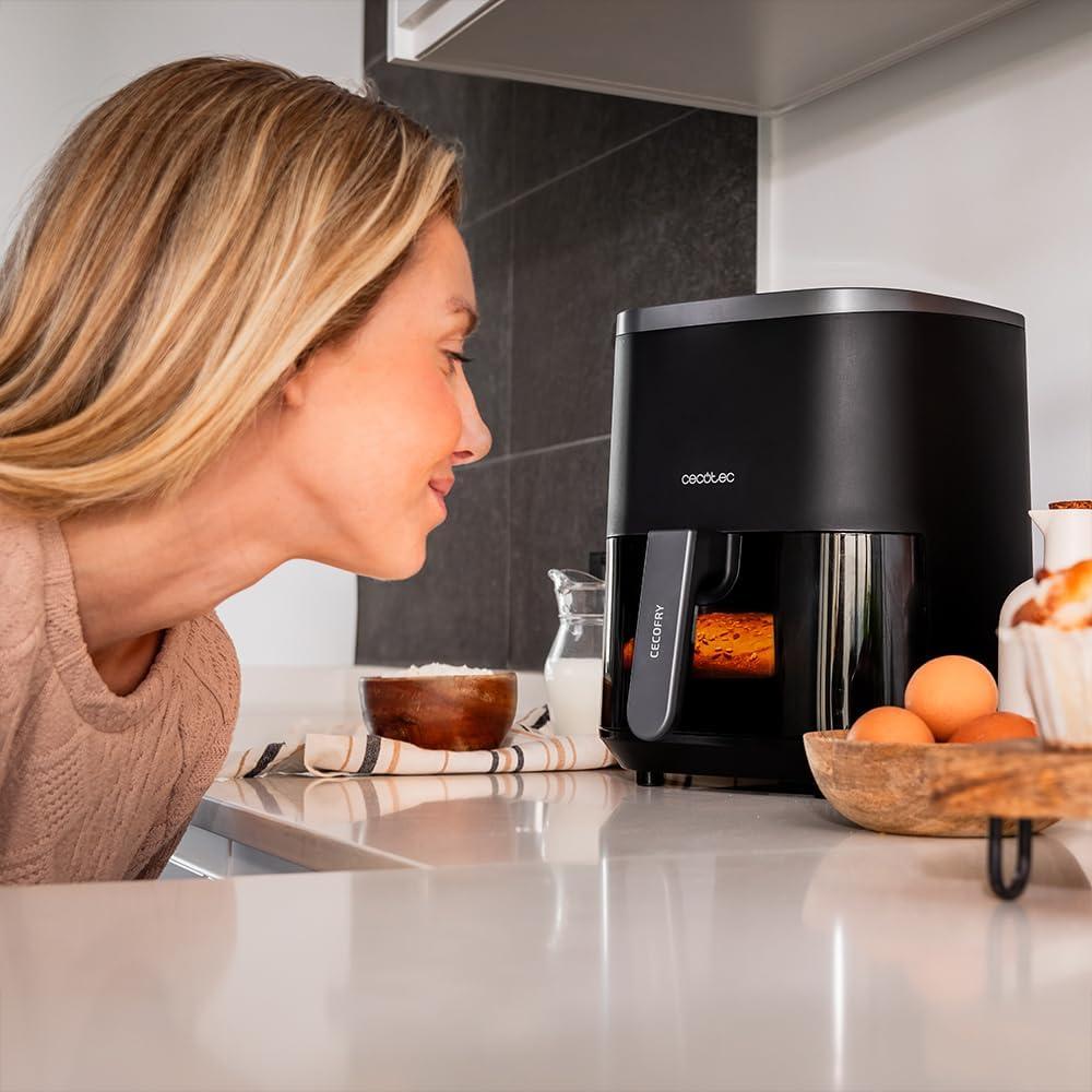image:imageCecotec Friteuse Air sans Huile de 4 L avec Fentre Cecofry Fantastik Window 4000 Air Fryer 1400 W 9 Menus Contrle Tactile Technologie PerfectCoo 80200C Temps AjustableNoir Fentre