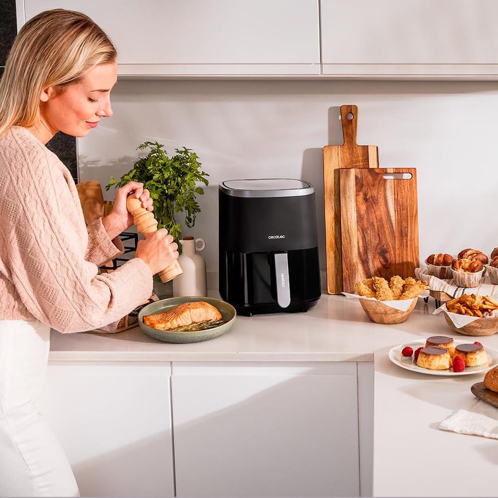 image:imageCecotec Friteuse Air sans Huile de 4 L avec Fentre Cecofry Fantastik Window 4000 Air Fryer 1400 W 9 Menus Contrle Tactile Technologie PerfectCoo 80200C Temps AjustableNoir Fentre