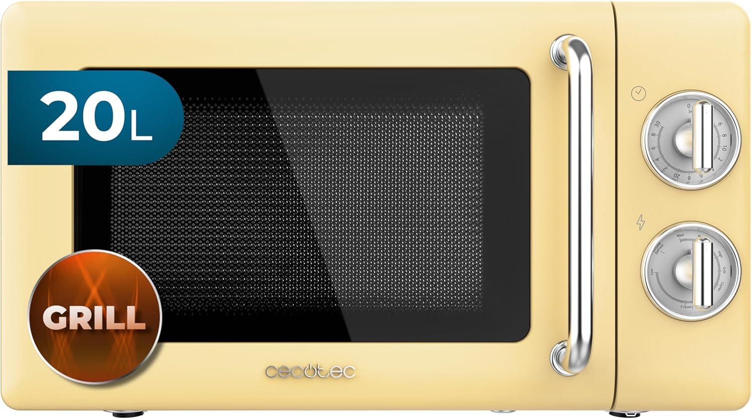 image:imageCecotec MicroOndes Mcanique Proclean 3010 Retro Vert 20 L 700 W en 6 niveaux minuterie jusqu 30 minutes mode dgivrage design vert vintage finitions en acierJaune