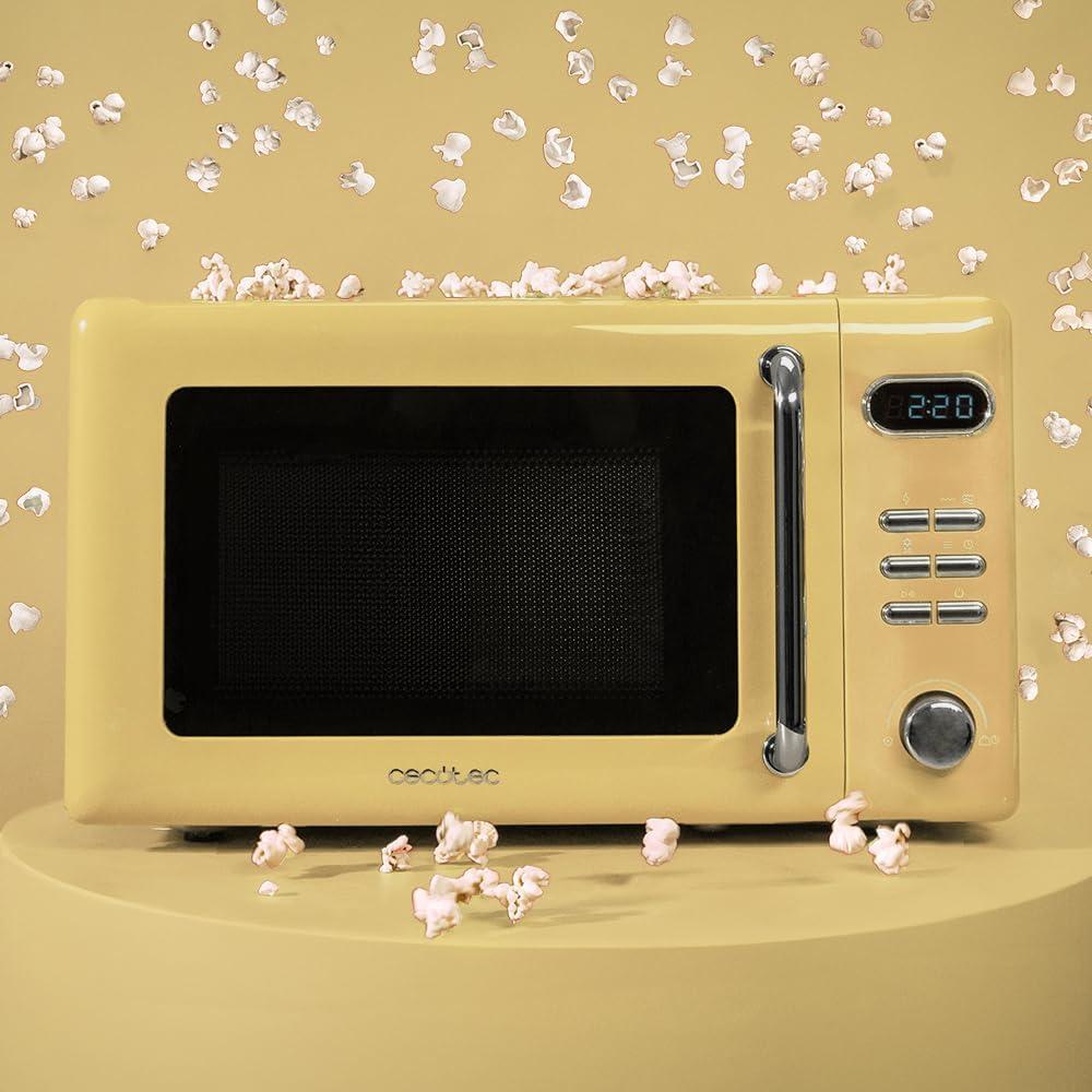 image:imageCecotec MicroOndes Mcanique Proclean 3010 Retro Vert 20 L 700 W en 6 niveaux minuterie jusqu 30 minutes mode dgivrage design vert vintage finitions en acierJaune