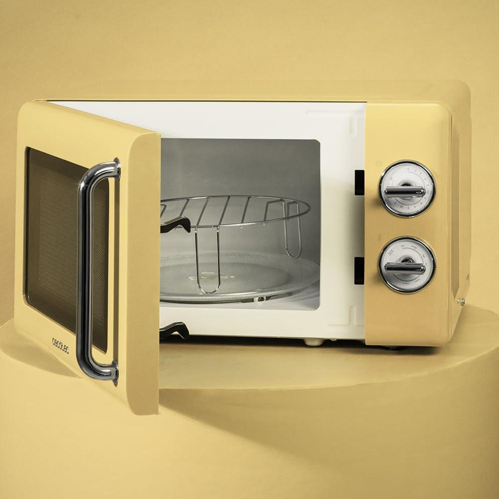 image:imageCecotec MicroOndes Mcanique Proclean 3010 Retro Vert 20 L 700 W en 6 niveaux minuterie jusqu 30 minutes mode dgivrage design vert vintage finitions en acierJaune