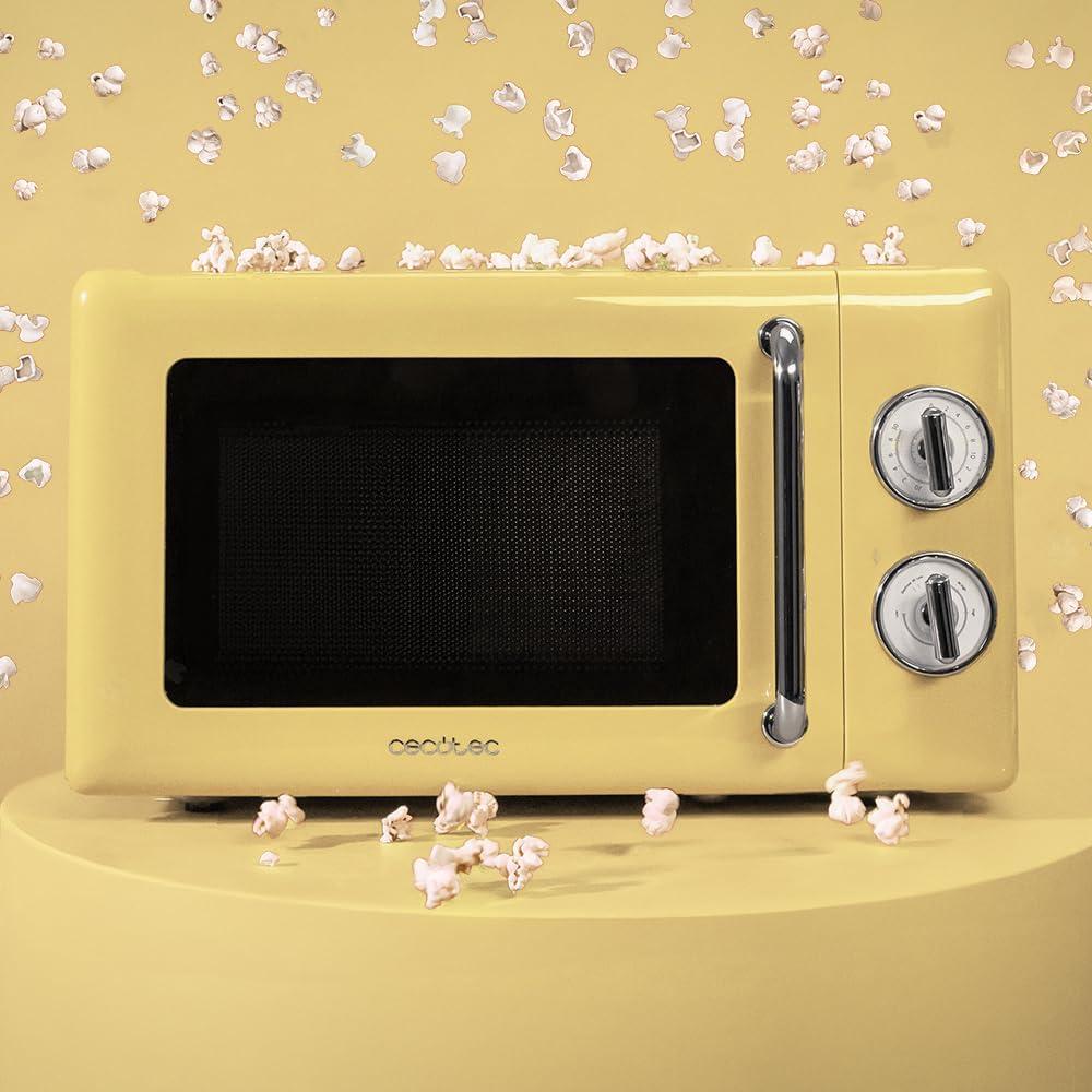 image:imageCecotec MicroOndes Mcanique Proclean 3010 Retro Vert 20 L 700 W en 6 niveaux minuterie jusqu 30 minutes mode dgivrage design vert vintage finitions en acierJaune