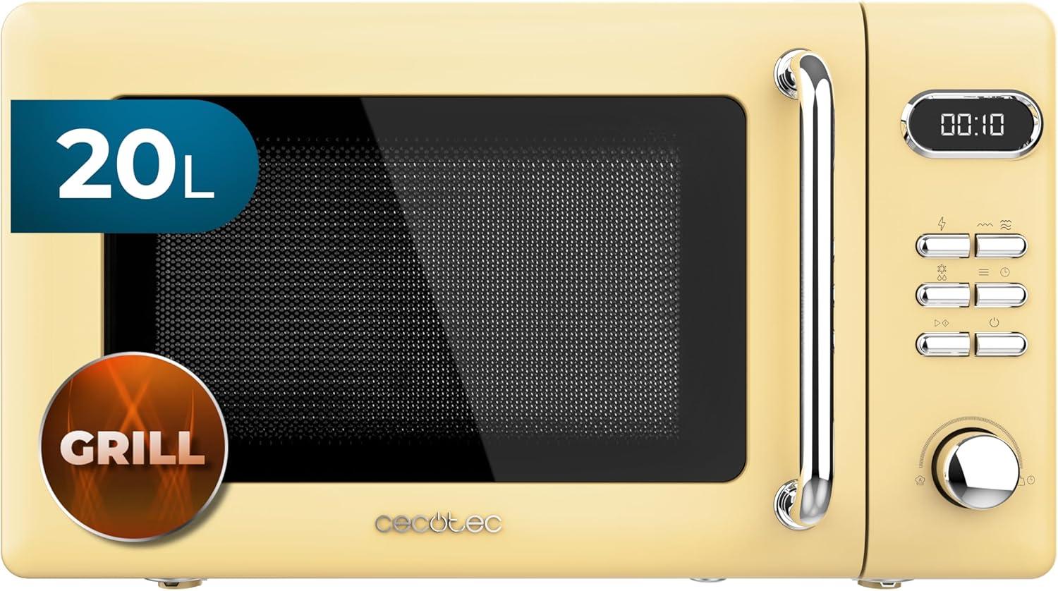 image:imageCecotec MicroOndes Mcanique Proclean 3010 Retro Vert 20 L 700 W en 6 niveaux minuterie jusqu 30 minutes mode dgivrage design vert vintage finitions en acierJaune