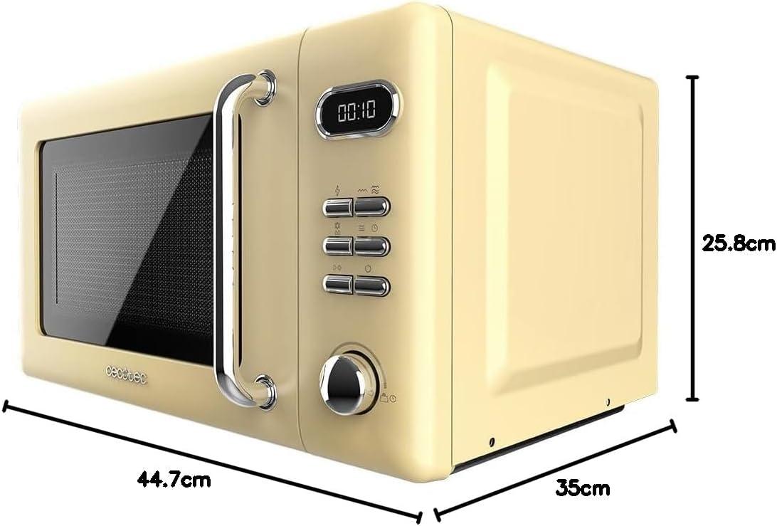 image:imageCecotec MicroOndes Mcanique Proclean 3010 Retro Vert 20 L 700 W en 6 niveaux minuterie jusqu 30 minutes mode dgivrage design vert vintage finitions en acierJaune