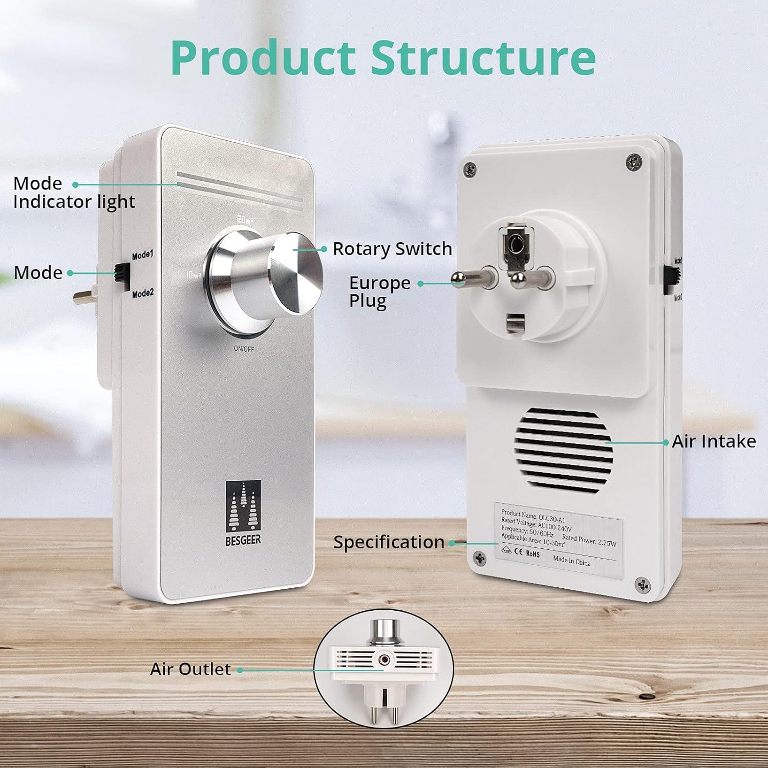 image:imageGnrateur dozone purificateur dair strilisateur dodeurs purificateur dair gnrateur dozonizer dair pour chambre salle de bain animaux domestiques formaldhyde et odeur BlancBlanc